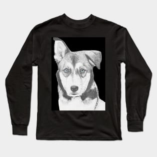 Husky Shepherd Crossbreed with Blue Eyes Long Sleeve T-Shirt